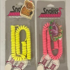 Vintage Snakers Kids Coiled Shoelaces - Neon Yellow and Pink